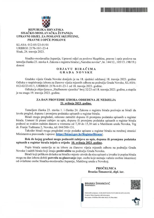 Objava biračima