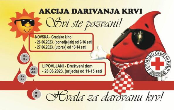 Dobrovoljno darivanje krvi - 26.-28.lipnja 2023.