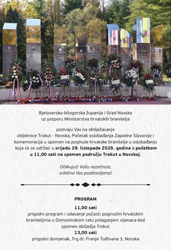 Obilježavanje obljetnice Trokut - Novska, početak oslobađanja Zapadne Slavonije i komemoracija u spomen na poginule hrvatske branitelje